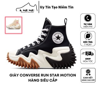 Giày CV Run Star Motion blackgum honey, giày CVS Run motion đen, trắng cao cổ đế răng cưa cao cấp full size nam nữ