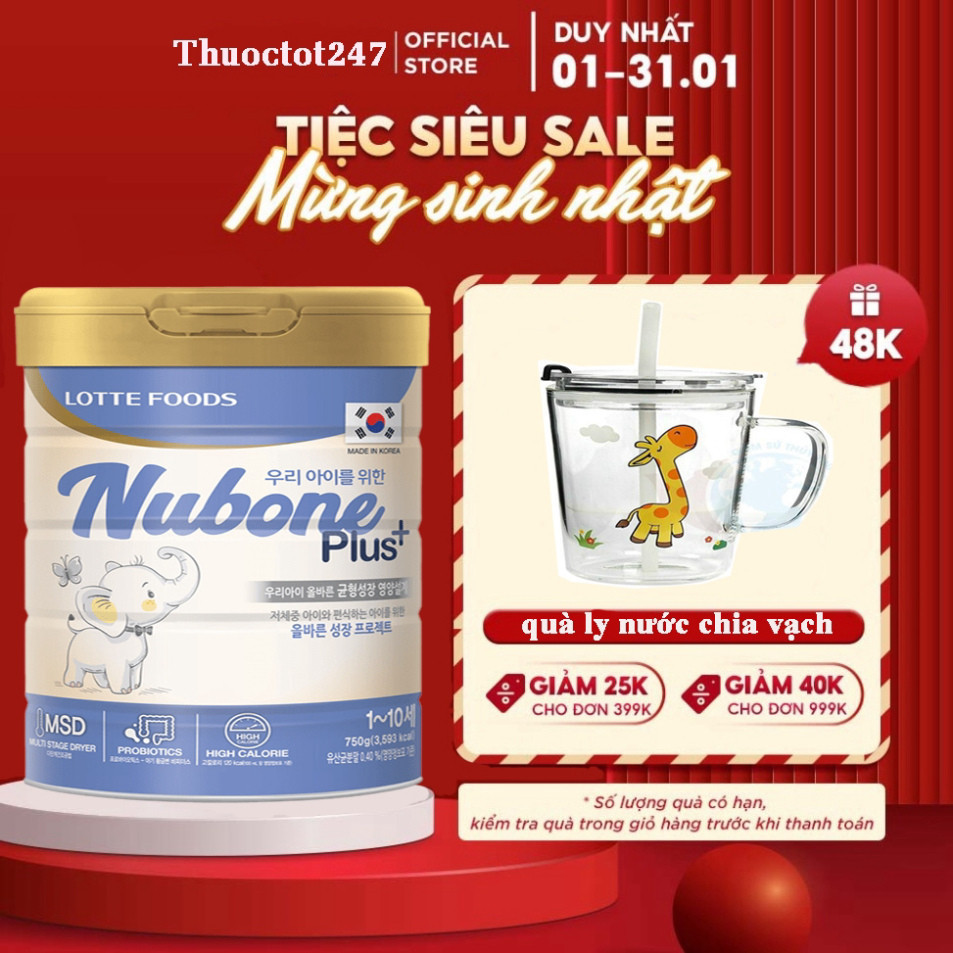 Sữa Nubone Plus+, Step 1, Step 2 750gr Sữa bột công thức giúp bé thông minh, sáng mắt, cao lớn nhanh