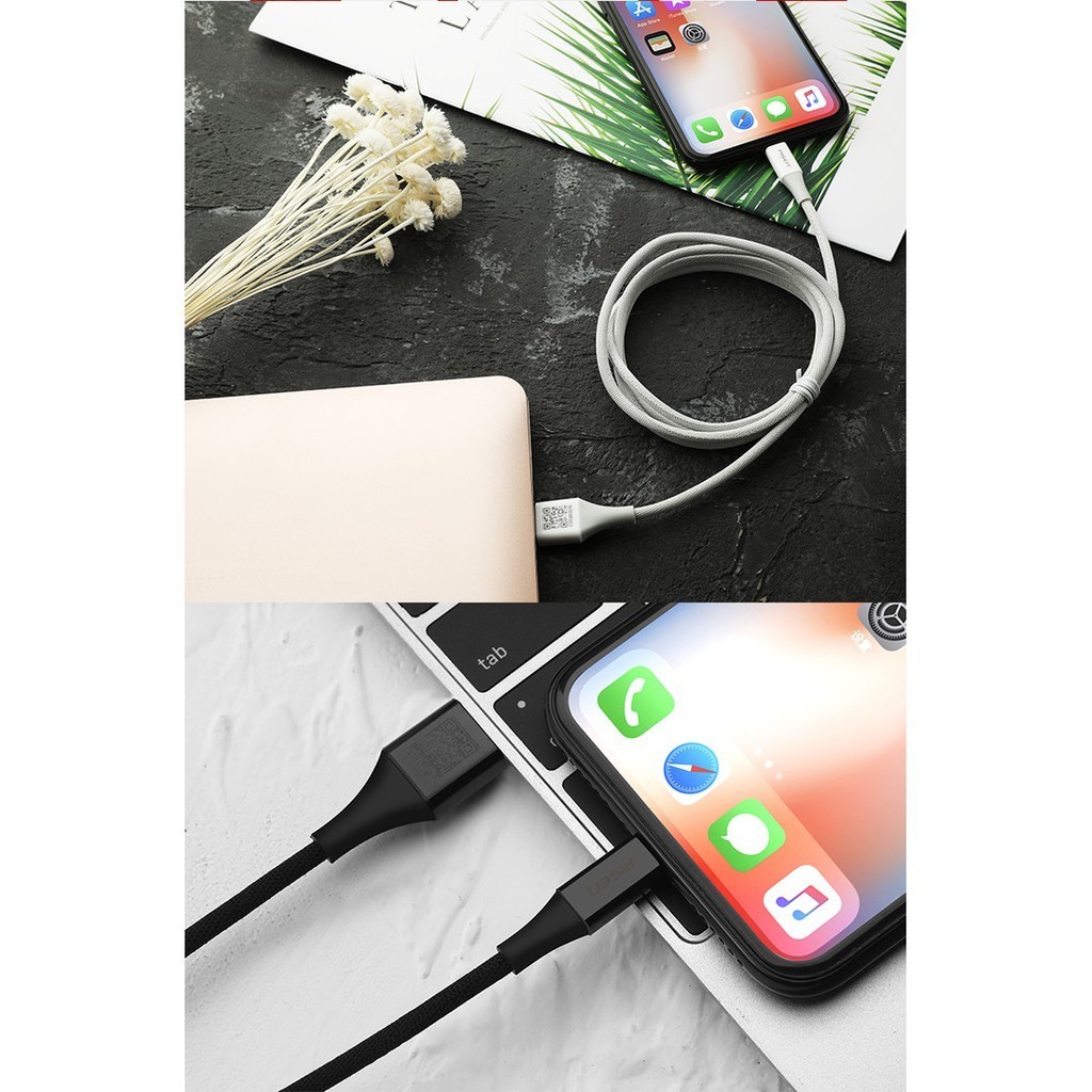 Cáp sạc usb-a 2.4a braided 1,2m- fast pro - AL17