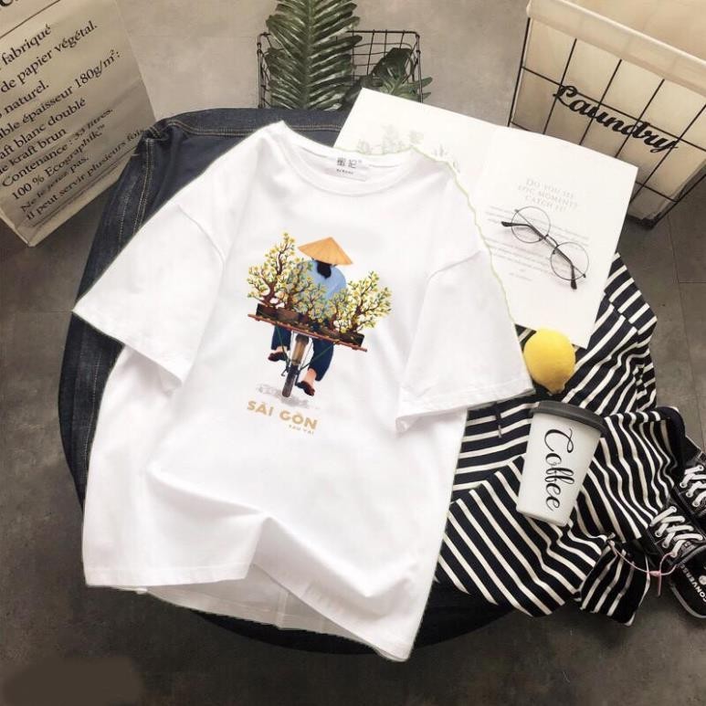 Áo thun Cotton Unisex - Việt Nam - Sài gòn -cô bán hoa CHẤT COTTON SU UT