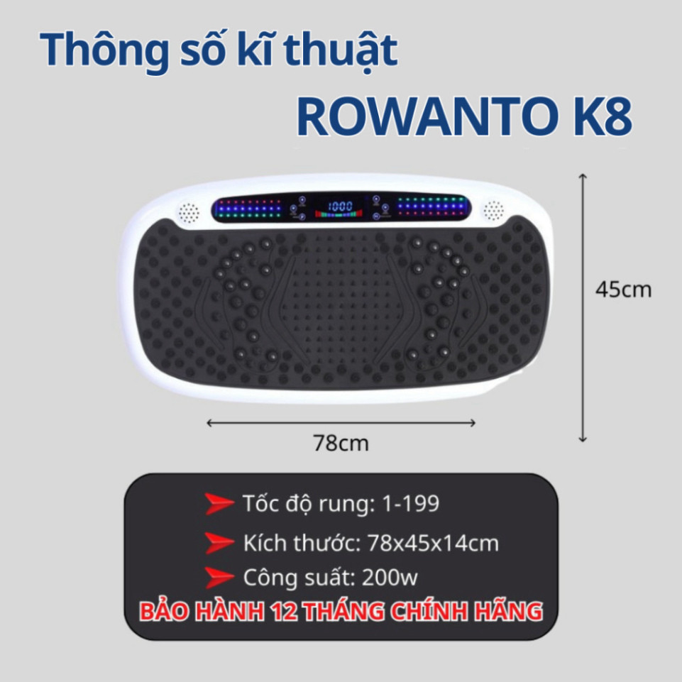 Máy Rung Massage Giảm Cân Tại Nhà ROWANTO K8 Pro Bản Mới Nhất 2024, Máy Tập Thể Dục Tại Nhà Hiệu Quả