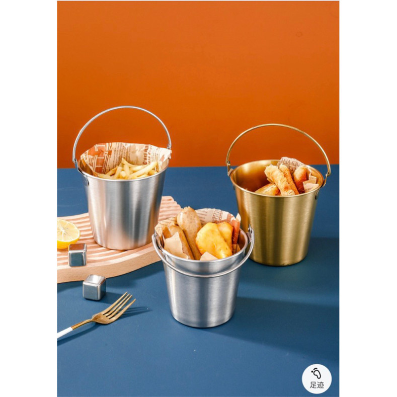 Xô đá Inox 304 Decor | XÔ ĐÁ INOX CÓ QUAI | Xô đựng đá chất liệu inox 304 có quai