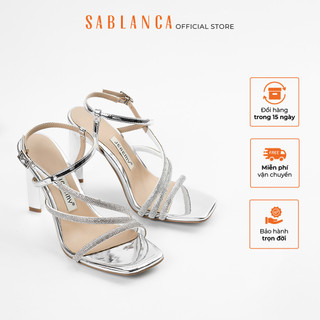 Giày cao gót 10cm mũi vuông quai chéo đính đá cao cấp elysia heels sablanca sn0027