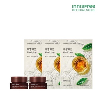 (Quà tặng không bán) Bộ sản phẩm phục hồi da và chống lão hóa trà đen innisfree Black Tea Youth & Kombucha Mask Gift