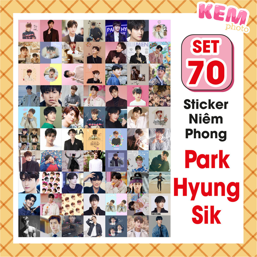 SET 70 sticker niêm phong PARK HYUNG SIK - Đã cắt rời - Tem dán 4x4cm in hình Park Hyung Sik xinh ch