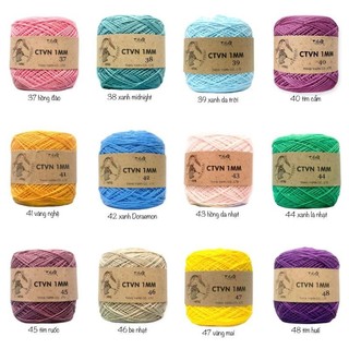Sợi cotton Việt Nam Nhãn THHX 1mm ( MÃ 01 - 84 )