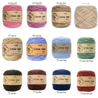 Sợi cotton Việt Nam Nhãn THHX 1mm ( MÃ 01 - 84 )