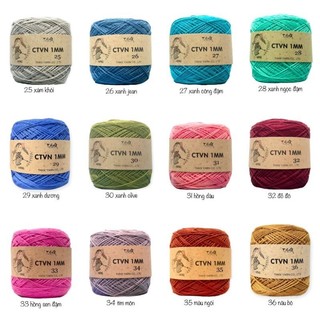 Sợi cotton Việt Nam Nhãn THHX 1mm ( MÃ 01 - 84 )