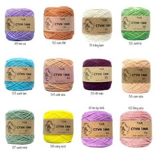 Sợi cotton Việt Nam Nhãn THHX 1mm ( MÃ 01 - 84 )