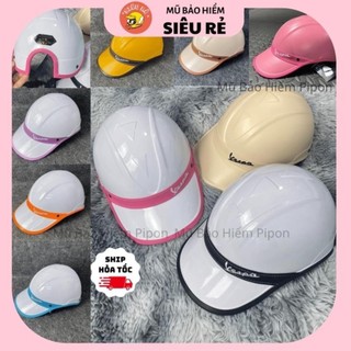 Mũ bảo hiểm lưỡi trai Vespa dành cho nữ có khoét lỗ cột tóc , Nón bảo hiểm kết thời trang cao cấp dành cho nữ