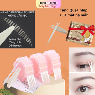 Kích mí, dán mí lưới ren sẵn keo (cuộn 360 miếng), không lộ, siêu tàng hình (tặng kèm que và nhíp)