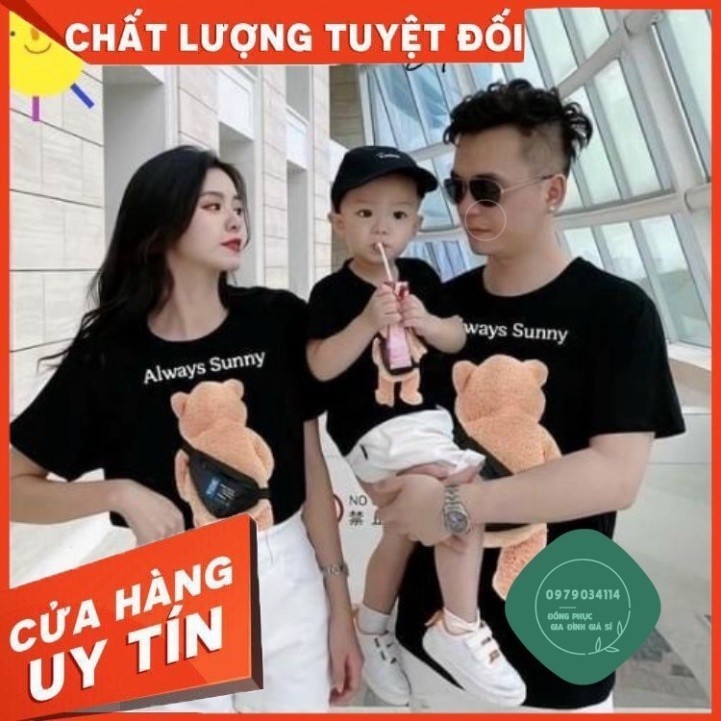 Áo thun giá sỉ Áo gia đình 3/4/5 người gấu đeo cặp. Family store