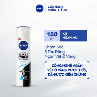 Xịt Ngăn Mùi NIVEA Black&White Ngăn Vệt Ố Vàng Vượt Trội - Thanh Mát Dịu Nhẹ (150 ml) - 82230