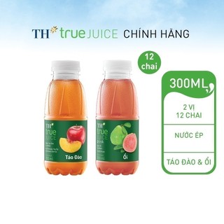 Combo 12 chai nước trái cây th true juice táo đào và ổi tự nhiên 350 ml