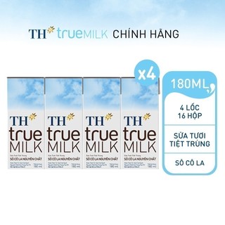 Combo 4 lốc sữa tươi tiệt trùng TH true MILK sôcôla nguyên chất 180 ml (180 ml x 16)