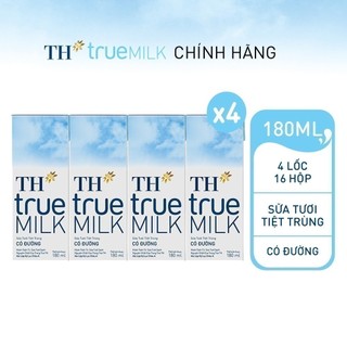 Combo 4 lốc sữa tươi tiệt trùng TH true MILK có đường 180 ml (180 ml x 16)