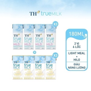 Combo 3 lốc sữa tươi tiệt trùng TH true Milk HILO Hilo & 3 lốc sữa tươi tiệt trùng TH True Milk Light Meal bổ sung ngũ c