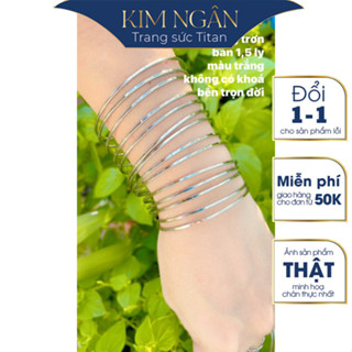 Vòng ximen titan TRƠN TRẮNG ,KHÔNG KHÓA, BỀN MÀU TRỌN ĐỜI, bộ ximen  7 vòng tay ,lắc tay titan không rỉ trang sức Kim Ng