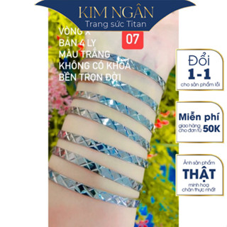 Vòng ximen titan trắng -KHÔNG KHOÁ -bộ 7 vòng tay ximen X bản 4 ly - Vòng tay titan không rỉ - Trang sức Kim Ngân
