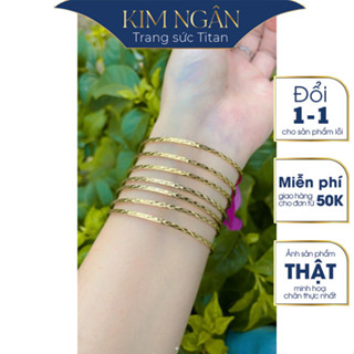 Vòng ximen titan nữ kim cương x 2 ly - KHÔNG KHOÁ- màu Vàng - không gỉ trang sức titan Kim Ngân