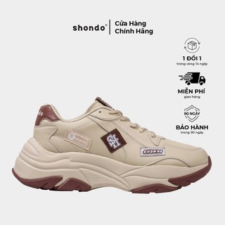 Giày shondo chunky s1 stamp be nâu chn2929