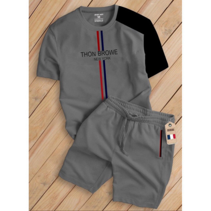 Bộ Cộc Hè Nam Nữ Thom vải thông hơi thoáng mát, logo thêu sắc nét hàng đẹp Đồ bộ thể thao nam in THOM BR