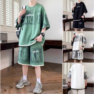 Bộ Quần Áo Nam Hàng Quảng Châu Chất Tổ Ong Form Rộng Tay Lỡ Unisex Set đồ nam đẹp dáng rộng mùa hè