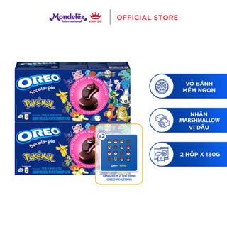 Bánh oreo pie pokémon dâu, combo 2 hộp x180g
