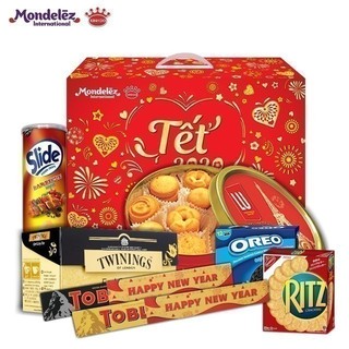 COMBO BÁNH TẾT AN KHANG tặng túi du lịch:LU540g,Ritz247g,Tob100g(đen,sữa),Oreo342g,SlideBarbecue160g,TràTwinning200g
