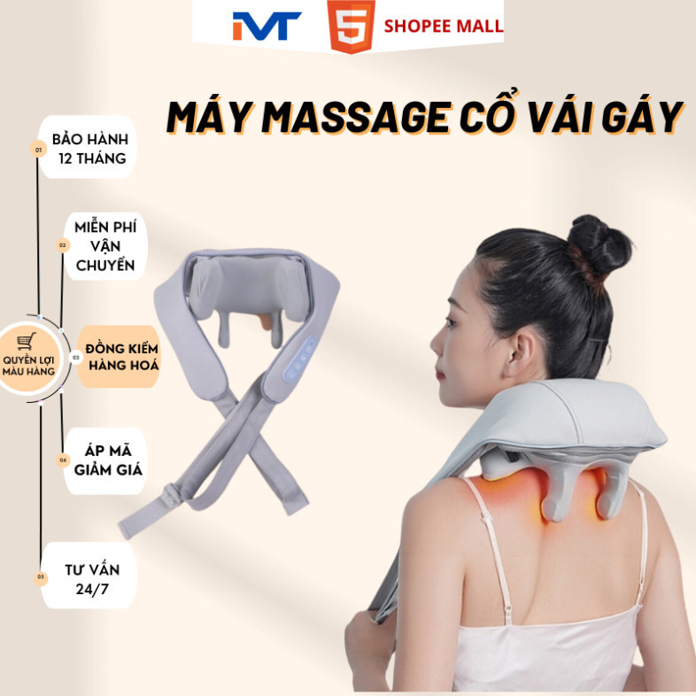 Máy Massage Cổ Vai Gáy 6D Giảm Đau Mỏi Cải Thiện Sức Khỏe Cho Văn Phòng Người Cao Tuổi
