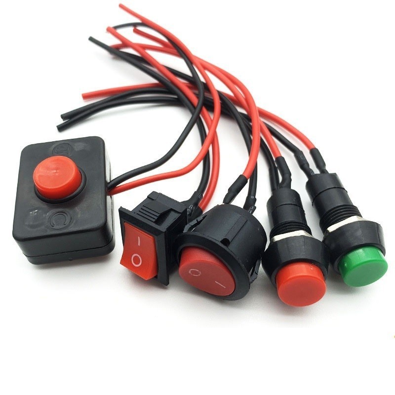  Công Tắc Nhấn Nhả - On Off có dây nối Công tắc bập bênh tròn 2 vị trí  công tắc nhựa 3 chân giá rẻ 