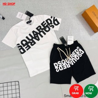 Đồ Bộ Nam hd shop Bộ quần áo Nam Hè DSQ Quần Đùi Chữ In Ngưc-Quần T-R Unisex Chất Thun Cotton Co Dãn 4 Chiều 2 màu