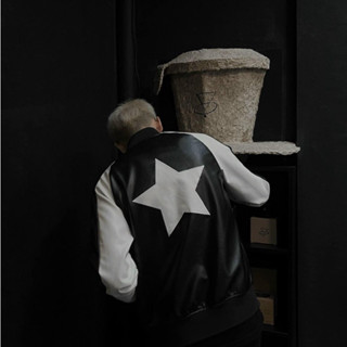 Áo Khoác Da SAO ÁO Bomber Da Ngôi Sao  Phối Tay Chất Vải Da cao Cấp Loại ! Cho Các ae Boy phố Mã DA SAO