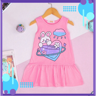 Đầm sát nách-ĐẦM2 thun co giãn4 chiều in hình bé gái dễ thương từ 8kg đến 28kg-ĐẦM 2 -HOÀNG NAM KIDS