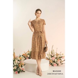 Đầm thắt đai chân rủ bèo nữ Mazano