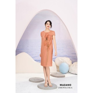 Đầm suông nền cam in hoa lay ơn nữ Mazano
