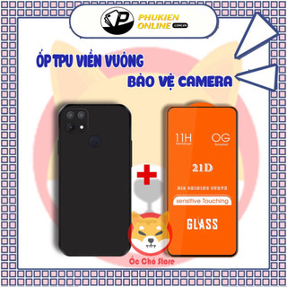 COMBO Ốp TPU , Kính cường lực Oppo A15 , A15s viền vuông siêu bền