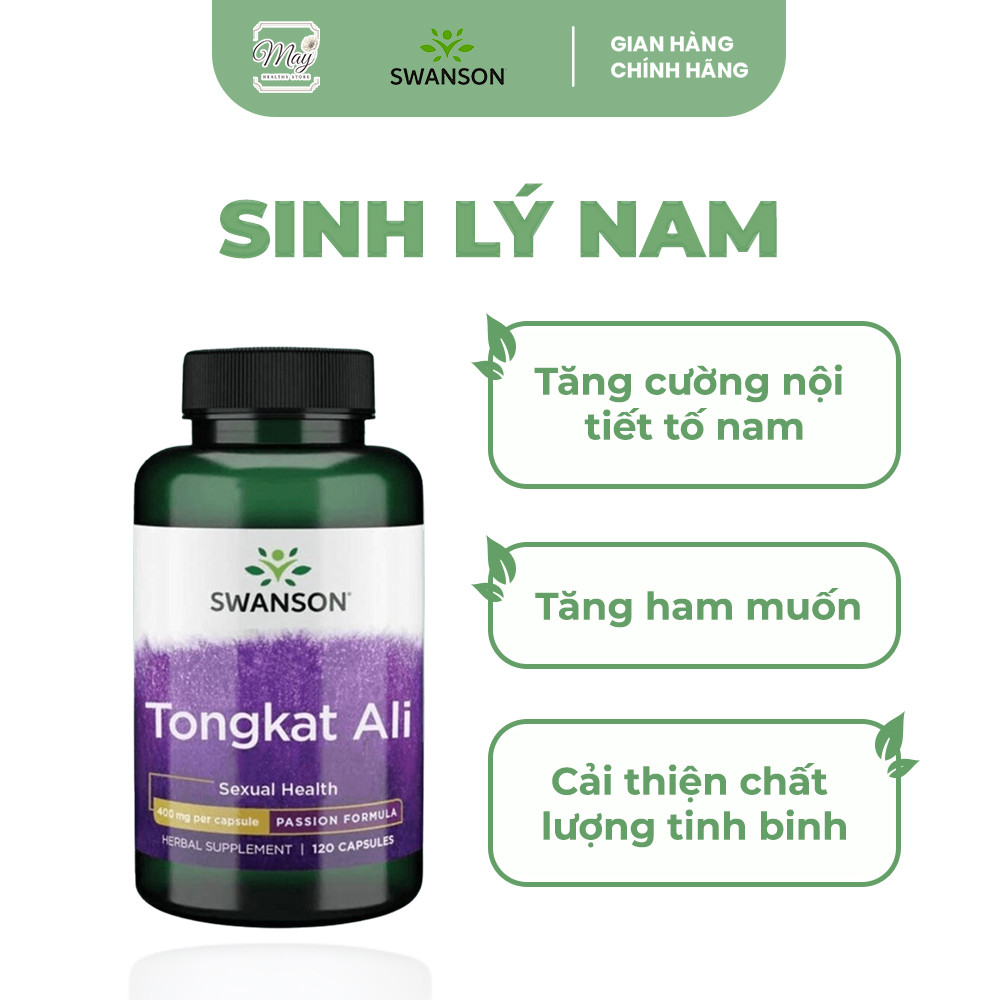 Viên Uống Hỗ Trợ Tăng Cường Sinh Lý Nam Giới Swanson Tongkat Ali 400mg (Lọ 120 Viên)