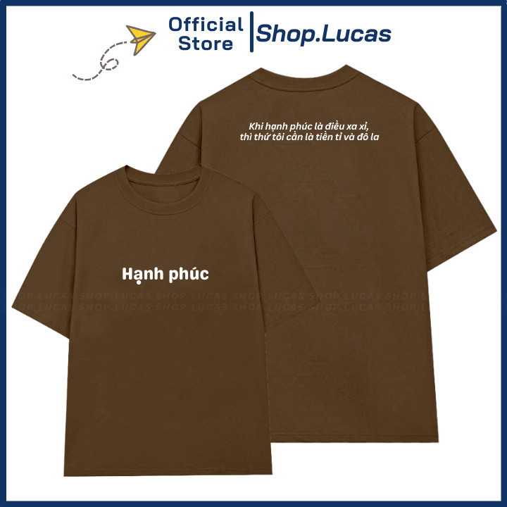 Áo Thun In Chữ HẠNH PHÚC Unisex Nam Nữ Chế Chữ Hài Hước UT