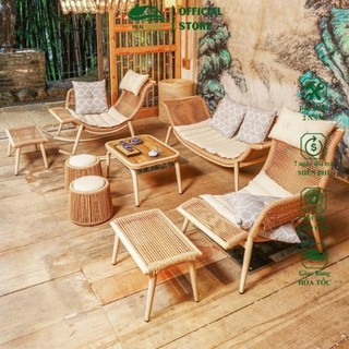 Bộ Bàn Ghế Cánh Én Cao Cấp Mây Nhựa HEALHOMES Ban Công Sân Vườn Quán Cafe Phòng Khách Sang Trọng