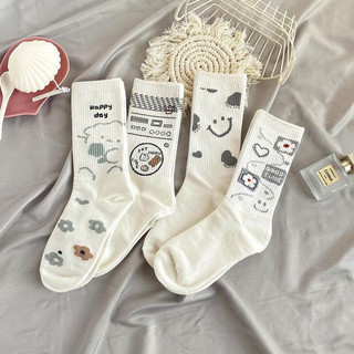 SET 4 Đôi Tất Vớ Cotton Mịn Trắng Xám - Mã D212S