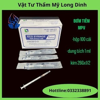 Hộp 100 cái bơm kim tiêm mpv 1ml kim 26gx1/2 sử dụng 1 lần