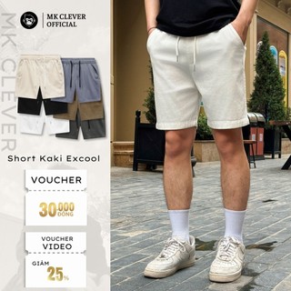 Quần short đùi Kaki pha đũi nam MK CLEVER cạp chun thoáng mát trẻ trung, form trên gối mặc hàng ngày