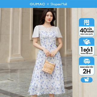 Đầm hoa phối vải tơ gumac dd05038