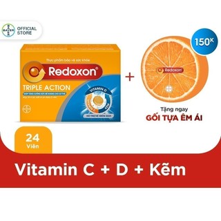 Viên Sủi Bổ Sung Vitamin C, D, và Kẽm Redoxon Triple Action 24 Viên/Hộp + Tặng Gối Quả Cam