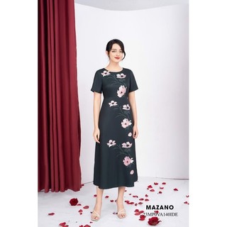 Đầm đen thân ôm chân rủ dự tiệc in họa tiết nữ Mazano