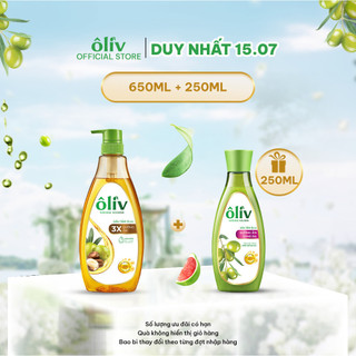 Combo dầu tắm ôliv 650ml + tặng sữa tắm ôliv dưỡng ẩm sáng da 250ml