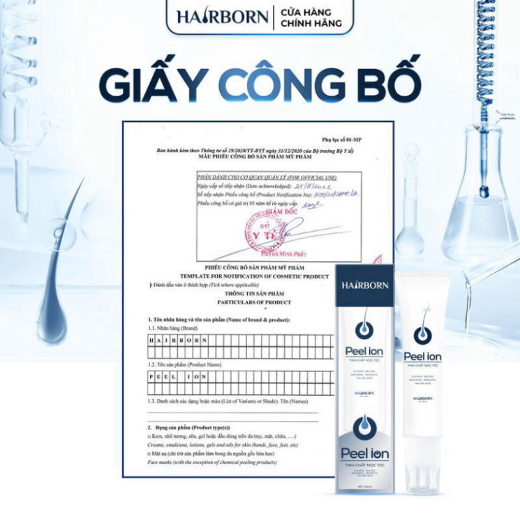 Lăn mọc tóc 5in1 HAIRBORN - Tinh chất HAIRBORN mọc tóc ion nano 2 chiều tuýp 60ml, tóc dày, chắc khỏe, giảm gãy rụng