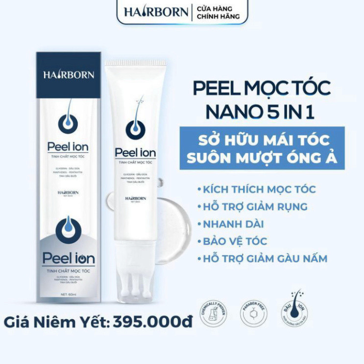 Lăn mọc tóc 5in1 HAIRBORN - Tinh chất HAIRBORN mọc tóc ion nano 2 chiều tuýp 60ml, tóc dày, chắc khỏe, giảm gãy rụng