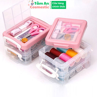 Hộp kim chỉ đa năng, hộp kim chỉ may vá, hộp kim chỉ 3 tầng tiện dụng, nhỏ gọn, bộ kim chỉ may vá